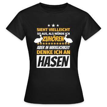 Hase Geschenke lustiger Spruch Hasen Hasenzüchter - Frauen T-Shirt - Schwarz - Vorne - AI Model Female 172 dark (172cm)