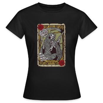 Grim Reaper Tarot T-Shirt Satan Occult Devil Heath - Women's T-Shirt - black - Front - AI Model Female 172 dark (172cm)