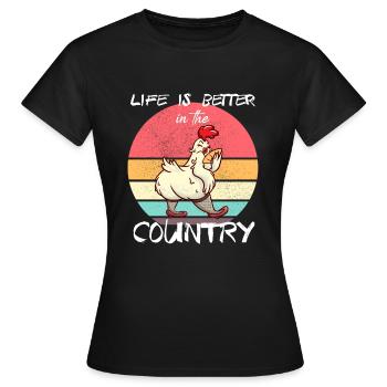 La vie est meilleure à la campagne - T-shirt Femme - noir - Devant - AI Model Female 172 dark (172cm)