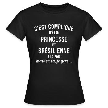 Brésilienne Princesse - T-shirt Femme - noir - Devant - AI Model Female 172 dark (172cm)