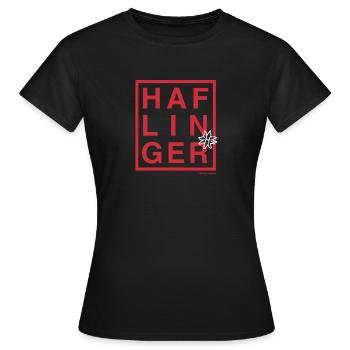 Haflinger lettering / horse - Women's T-Shirt - black - Front - AI Model Female 172 dark (172cm)