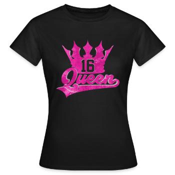 16E ANNIVERSAIRE REINE 16 - T-shirt Femme - noir - Devant - AI Model Female 172 dark (172cm)