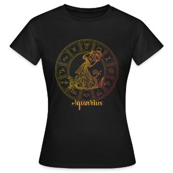 Signe du zodiaque Verseau - T-shirt Femme - noir - Devant - AI Model Female 172 dark (172cm)