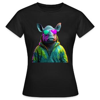 Hippopotame avec lunettes de soleil hippopotame Afrique - T-shirt Femme - noir - Devant - AI Model Female 172 dark (172cm)