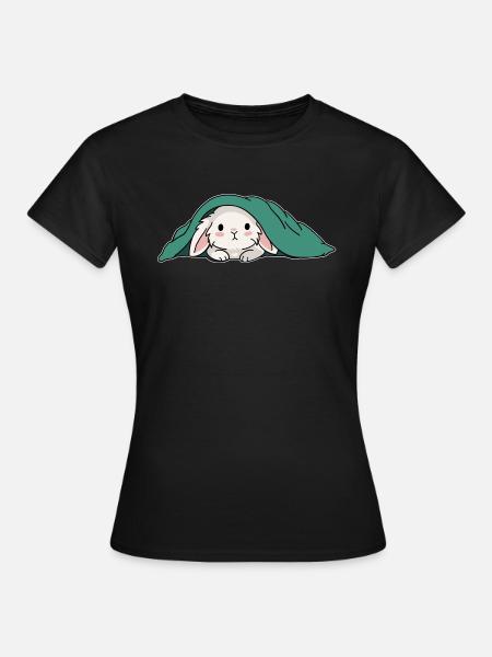 Hase unter der Decke - Frauen T-Shirt - Schwarz