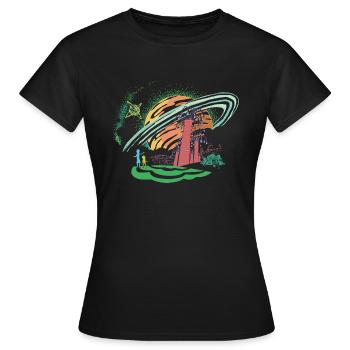 Rick and Morty Dimension 35-C - Women's T-Shirt - black - Front - AI Model Female 172 dark (172cm)