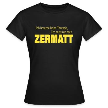 Thérapie ZERMATT - T-shirt Femme - noir - Devant - AI Model Female 172 dark (172cm)