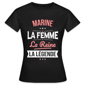 Marine - La Femme - La Reine - La Légende - T-shirt Femme - noir - Devant - AI Model Female 172 dark (172cm)