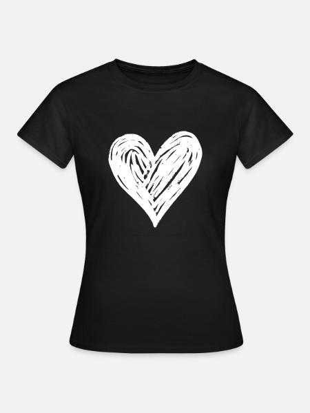 Herz Hand Gezeichnet - Frauen T-Shirt - Schwarz