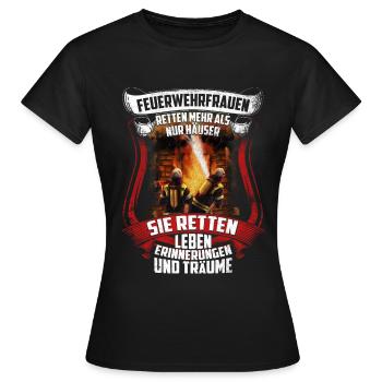 Feuerwehrfrauen retten - Frauen T-Shirt - Schwarz - Vorne - AI Model Female 172 dark (172cm)