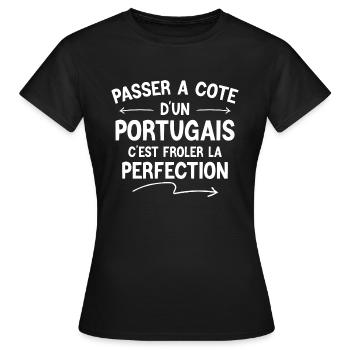 Portugal - Portugais - Je suis portugais - T-shirt Femme - noir - Devant - AI Model Female 172 dark (172cm)