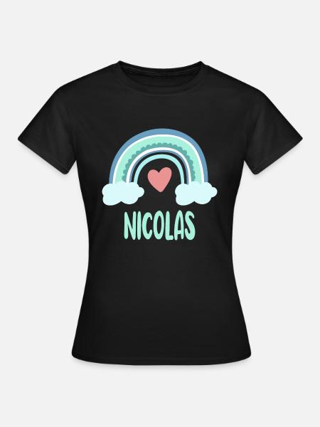 Nicolas Name Regenbogen Baby - Frauen T-Shirt - Schwarz