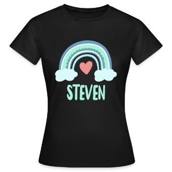 Steven Name Rainbow Baby - Women's T-Shirt - black - Front - AI Model Female 172 dark (172cm)