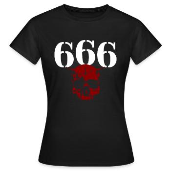 666 Teufelsschädel - Frauen T-Shirt - Schwarz - Vorne - AI Model Female 172 dark (172cm)