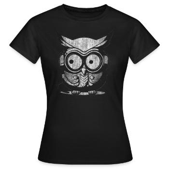 Owl white used look - Women's T-Shirt - black - Front - AI Model Female 172 dark (172cm)