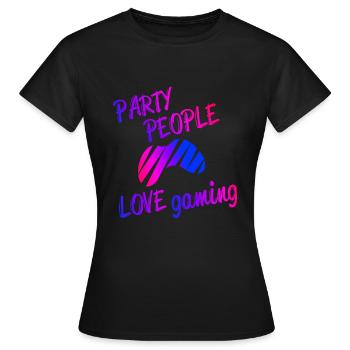 Party Gaming Gamer gay Videogames Lustig Geschenk - Frauen T-Shirt - Schwarz - Vorne - AI Model Female 172 dark (172cm)