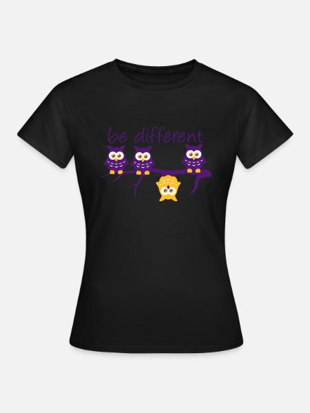 Anderst Be Different 4 Eulen verschieden - Frauen T-Shirt - Schwarz