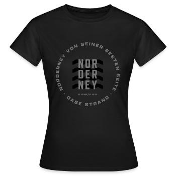 Norderney / Oase Strand / Black Edition - Frauen T-Shirt - Schwarz - Vorne - AI Model Female 172 dark (172cm)