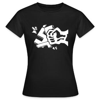 Contre les nazis contre le poing droit - T-shirt Femme - noir - Devant - AI Model Female 172 dark (172cm)