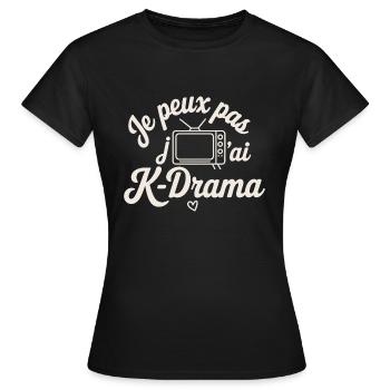 Ich kann kein K-Drama - Frauen T-Shirt - Schwarz - Vorne - AI Model Female 172 dark (172cm)