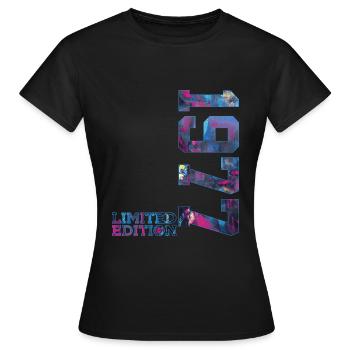 49. GEBURTSTAG 49 JAHRE LIMITED EDITION 1977 - Frauen T-Shirt - Schwarz - Vorne - AI Model Female 172 dark (172cm)
