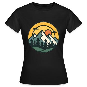 Art d'aventure au coucher du soleil en montagne - T-shirt Femme - noir - Devant - AI Model Female 172 dark (172cm)