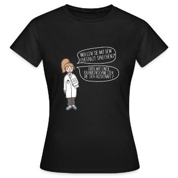 VOULEZ-VOUS PARLER AVEC LE CHEF? - T-shirt Femme - noir - Devant - AI Model Female 172 dark (172cm)