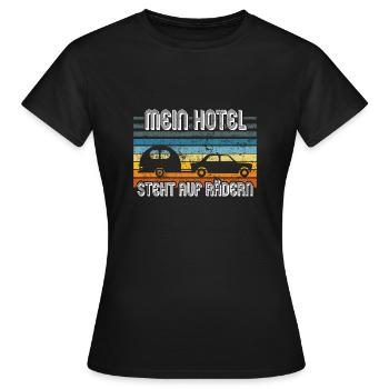 Wohnwagen Hotel Camping - Frauen T-Shirt - Schwarz - Vorne - AI Model Female 172 dark (172cm)