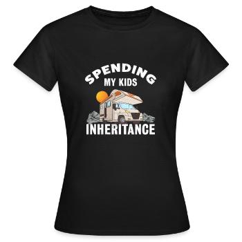 Dépenser l'héritage de mes enfants | Camping-car drôle RV - T-shirt Femme - noir - Devant - AI Model Female 172 dark (172cm)