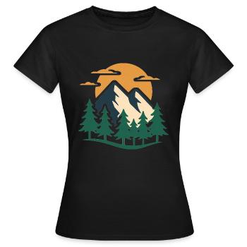 Evergreen Mountain Adventure Design - Frauen T-Shirt - Schwarz - Vorne - AI Model Female 172 dark (172cm)