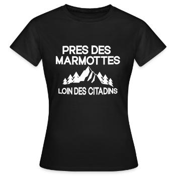 Montagne - Ski - Station de Ski - T-shirt Femme - noir - Devant - AI Model Female 172 dark (172cm)