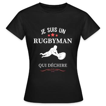 Je suis un rugbyman qui déchire - T-shirt Femme - noir - Devant - AI Model Female 172 dark (172cm)