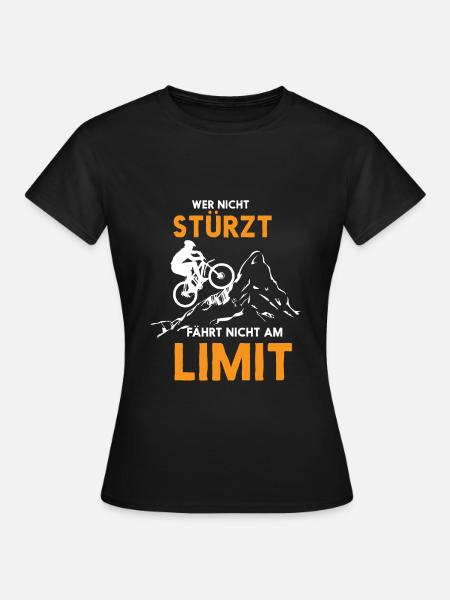 Wer nicht stürzt Mountainbike Geschenk - Frauen T-Shirt - Schwarz