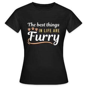 Les meilleures choses dans la vie sont poilues - T-shirt Femme - noir - Devant - AI Model Female 172 dark (172cm)