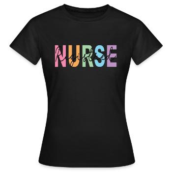 Chemise d’infirmière autorisée, infirmière personnalisée - T-shirt Femme - noir - Devant - AI Model Female 172 dark (172cm)