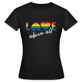 L’amour LGBTQIA+ avant tout Rainbow Flag - T-shirt Femme - noir - Devant - AI Model Female 172 dark (172cm)