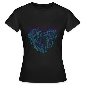 Herz elektronisch digitales Herz - Frauen T-Shirt - Schwarz - Vorne - AI Model Female 172 dark (172cm)