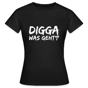 Digga was geht? Moin Digga - Frauen T-Shirt - Schwarz - Vorne - AI Model Female 172 dark (172cm)