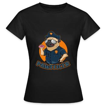 Pawfficer Le donut chien policier - T-shirt Femme - noir - Devant - AI Model Female 172 dark (172cm)