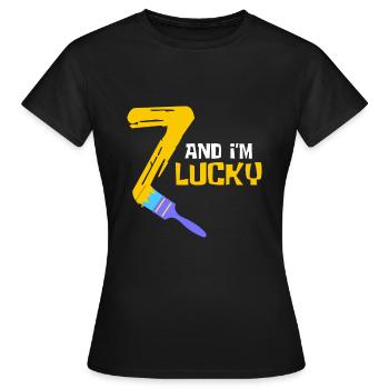 7 ans De chance 7 Numéro sept - T-shirt Femme - noir - Devant - AI Model Female 172 dark (172cm)
