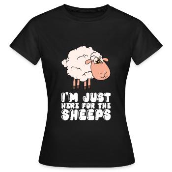 Je ne suis qu’à cause des moutons ici - T-shirt Femme - noir - Devant - AI Model Female 172 dark (172cm)