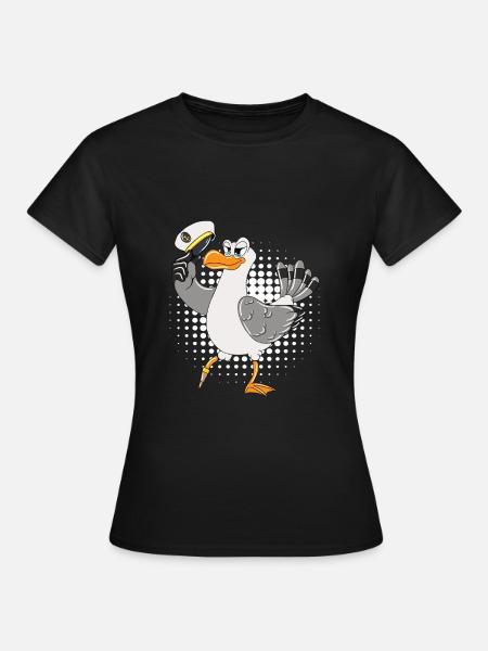 Möwen Kapitän Möwe Nordsee Ostsee Lustige Möwe - Dame-T-shirt - sort