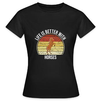 Horses Life Is Better With Horses - Women's T-Shirt - black - Front - AI Model Female 172 dark (172cm)