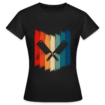 Retro Butcher Knife Vintage Butcher Knife - Frauen T-Shirt - Schwarz - Vorne - AI Model Female 172 dark (172cm)