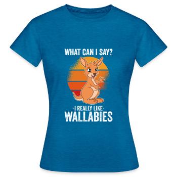 Wallaby mieux que la thérapie - T-shirt Femme - bleu saphir antique chiné - Devant - AI Model Female 172 dark (172cm)