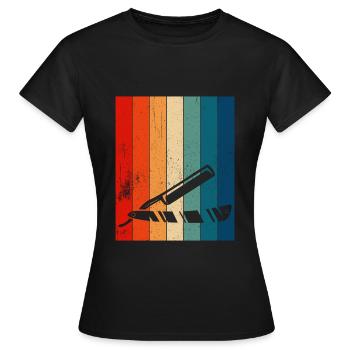 Rétro Barbier Shavette - T-shirt Femme - noir - Devant - AI Model Female 172 dark (172cm)