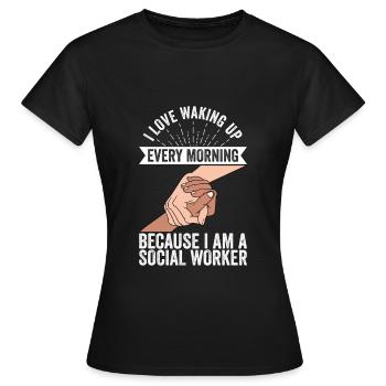 Travailleur social Travailleur de rue Travailleur de rue - T-shirt Femme - noir - Devant - AI Model Female 172 dark (172cm)