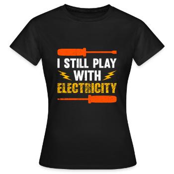 Électricien Dire Compagnon Électricien - T-shirt Femme - noir - Devant - AI Model Female 172 dark (172cm)