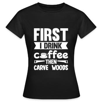 Wood Shining Wood Carving - Women's T-Shirt - black - Front - AI Model Female 172 dark (172cm)