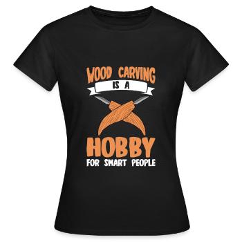 Sculpture sur bois brillant sur bois - T-shirt Femme - noir - Devant - AI Model Female 172 dark (172cm)